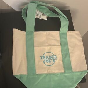 Trader Joe’s Mint Green and White Tote Bag